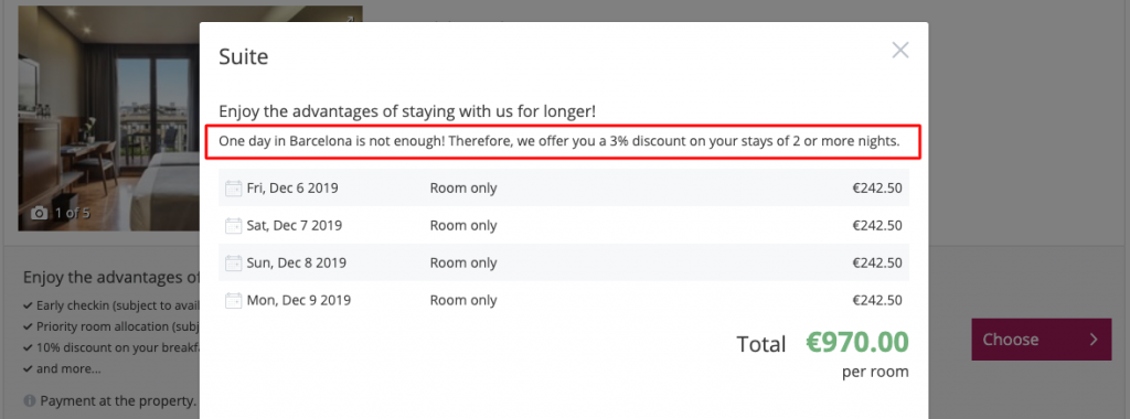 Offer detail window booking process