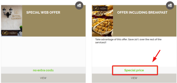 Price description in the special offers section